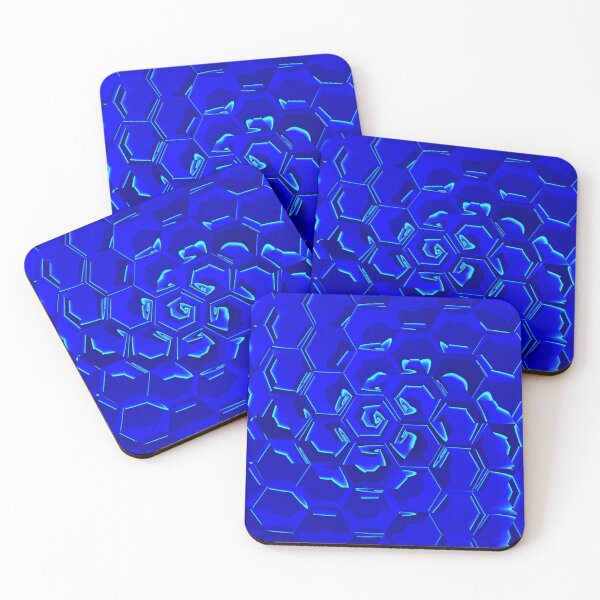 Item preview, hexagonal pattern and design in royal blue with neon glowing edges designed and sold by mister-john.