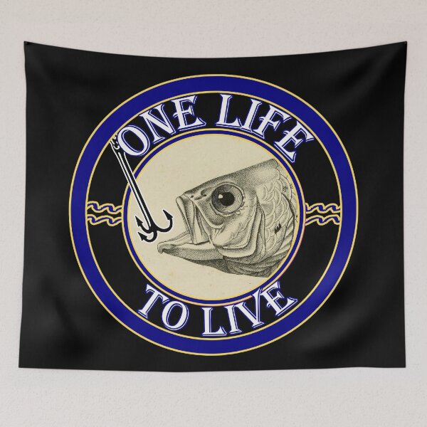 Item preview, 'One Life to Live' Old Book Hooked Fish Graphic - Funny Quotes Designs for T-shirts, stickers and other accessories. designed and sold by Ridiculam Toga.