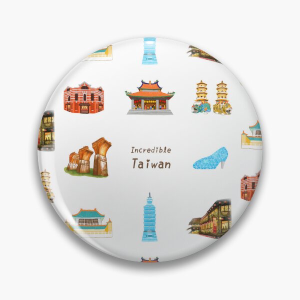 Item preview, Taiwan Famous Buildings Illustration 台灣建築插畫 - 紅樓 / 天后宮 / 龍虎塔 / 台北101 / 高跟鞋教堂 / 故宮 / 龍騰斷橋 / 阿妹茶樓 designed and sold by Rose Chiu.
