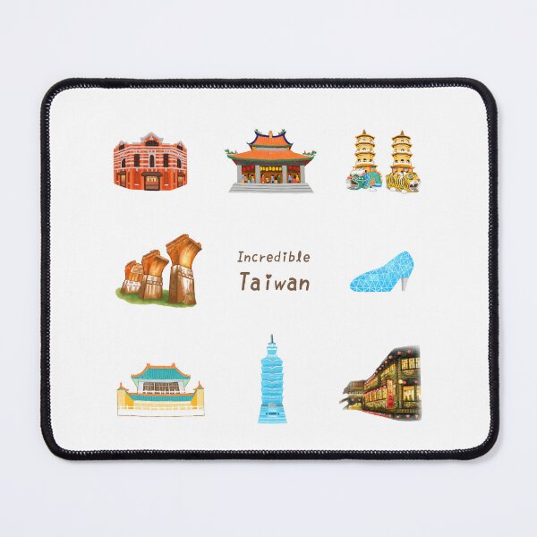 Item preview, Taiwan Famous Buildings Illustration 台灣建築插畫 - 紅樓 / 天后宮 / 龍虎塔 / 台北101 / 高跟鞋教堂 / 故宮 / 龍騰斷橋 / 阿妹茶樓 designed and sold by Rose Chiu.