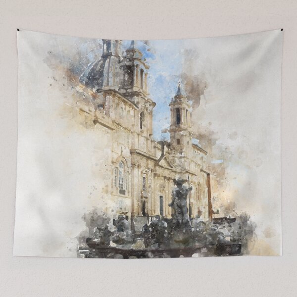 Item preview, Piazza Navona Watercolor designed and sold by IndigoTDesigns.