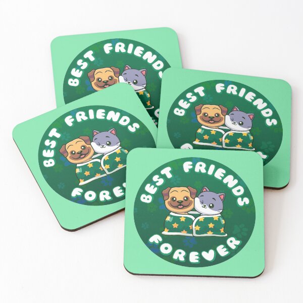 Item preview, Best Friends Forever Cat and Dog Green designed and sold by everything4eva.