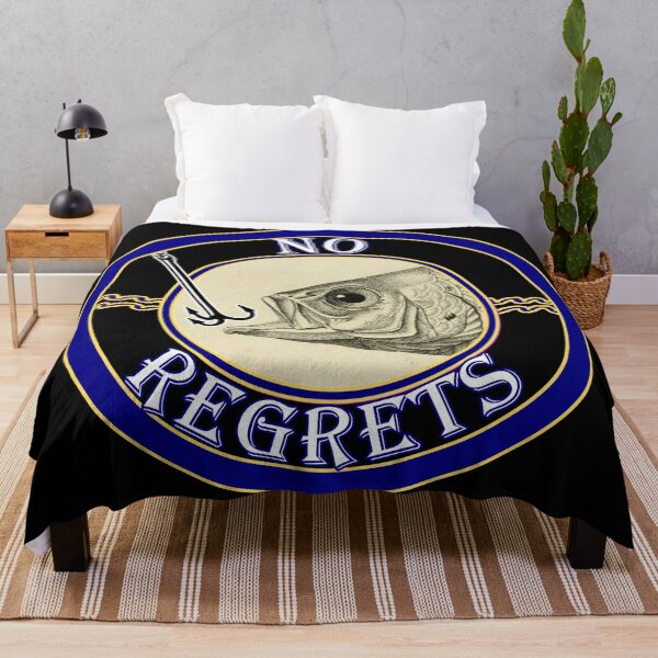 Item preview, 'No Regrets' Old Book Hooked Fish Graphic - Funny Quotes Designs for T-shirts, stickers and other accessories. designed and sold by Ridiculam Toga.