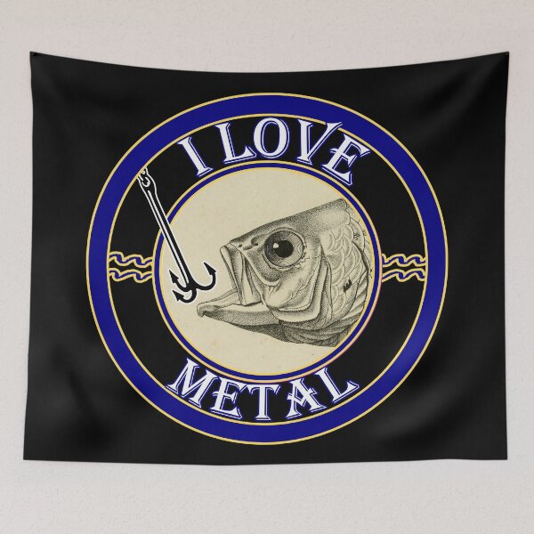 Item preview, 'I Love  Metal' Old Book Hooked Fish Graphic - Funny Quotes Designs for T-shirts, stickers and other accessories. designed and sold by Ridiculam Toga.