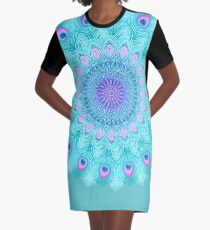 Peacock feathers mandala Graphic T-Shirt Dress