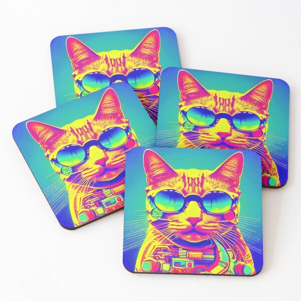 Item preview, colorful cat with glasses designed and sold by Grewtrel.