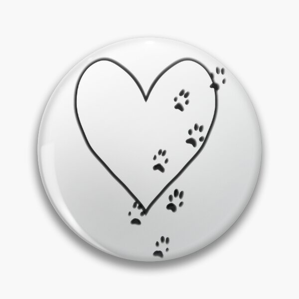 Item preview, Animal Lover Pawprints On Heart - Black On White designed and sold by Drawn By Hand Designs.