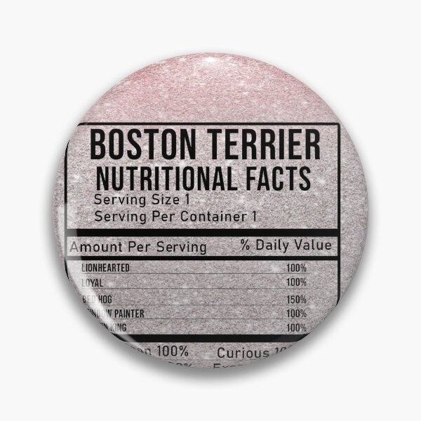 Item preview, Boston Terrier Facts Peace Love Dog Nutrition Facts Pink Glitter designed and sold by HerwigVob.