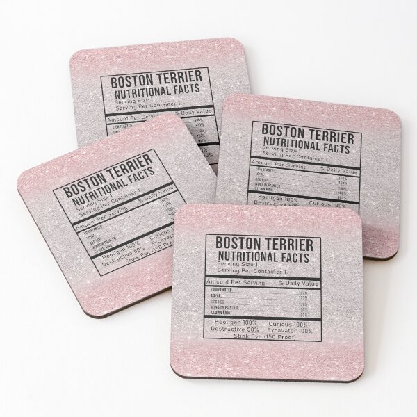 Item preview, Boston Terrier Facts Peace Love Dog Nutrition Facts Pink Glitter designed and sold by HerwigVob.