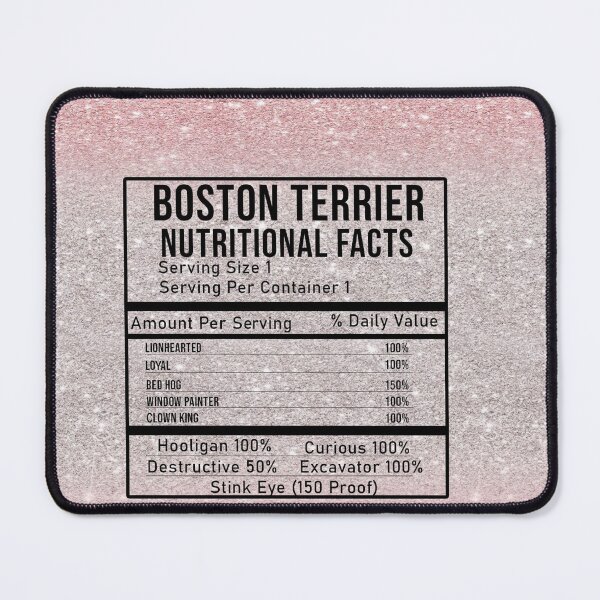 Item preview, Boston Terrier Facts Peace Love Dog Nutrition Facts Pink Glitter designed and sold by HerwigVob.