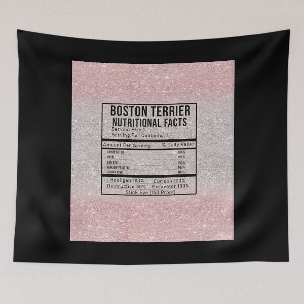 Item preview, Boston Terrier Facts Peace Love Dog Nutrition Facts Pink Glitter designed and sold by HerwigVob.