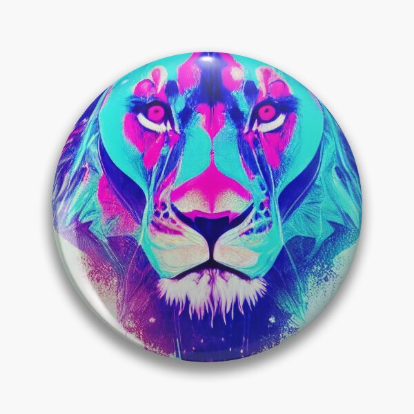 Item preview, Watercolor pink blue lion streetart designed and sold by Grewtrel.