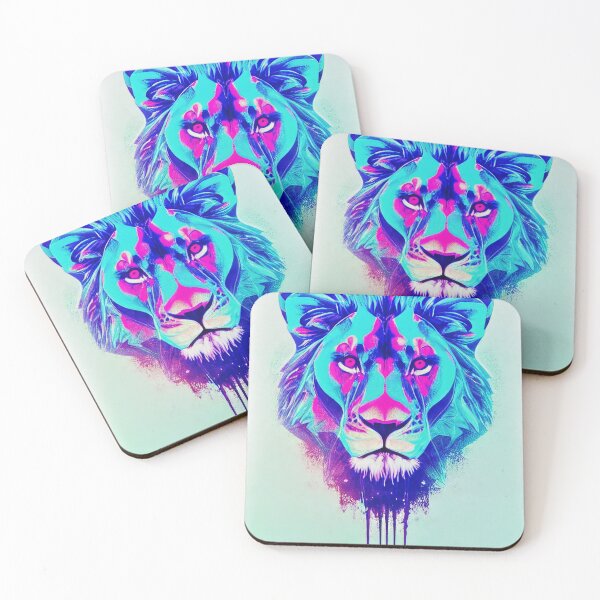 Item preview, Watercolor pink blue lion streetart designed and sold by Grewtrel.
