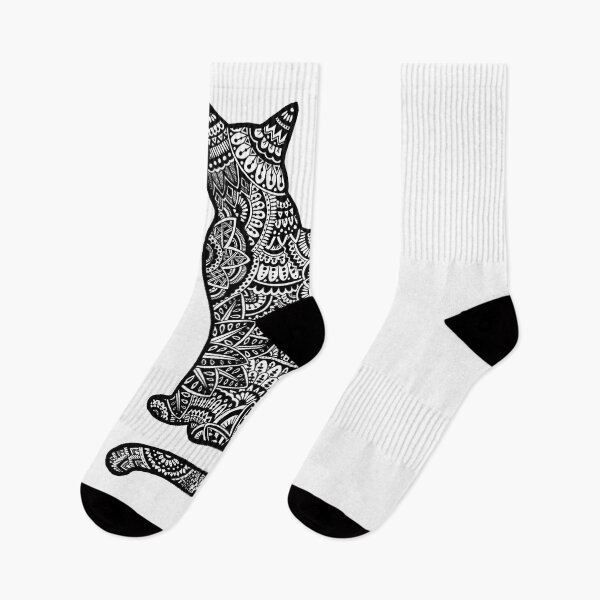 Item preview, Zentangle patchwork patterned cat designed and sold by blackblizzard.