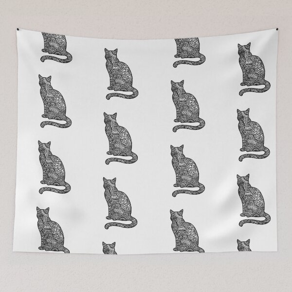 Item preview, Zentangle patchwork patterned cat designed and sold by blackblizzard.