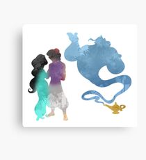 Princess, Prince and Genie Inspired Silhouette Canvas Print