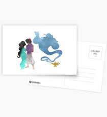 Princess, Prince and Genie Inspired Silhouette Postcards