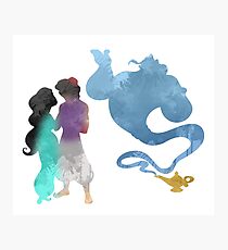 Princess, Prince and Genie Inspired Silhouette Photographic Print