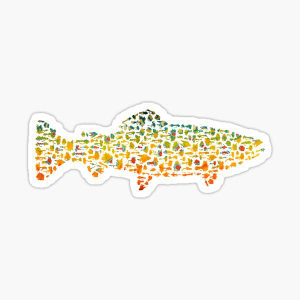 Fly Fishing Sticker Decal Brook Trout Fish Brown Rainbow Skin Sage