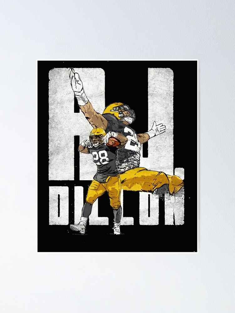 AJ Dillon Football Paper Poster Packers - Aj Dillon - Posters and Art  Prints