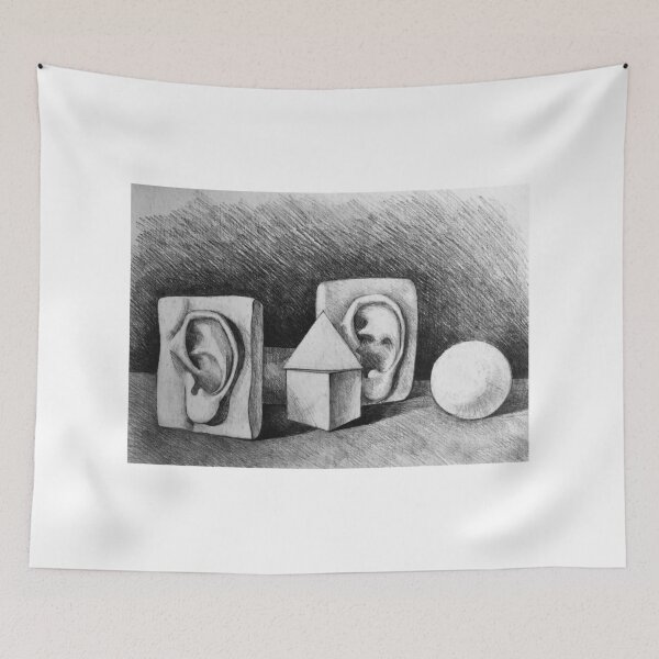 Item preview, Drawing illustration of still life with gypsum ears and geometric shapes designed and sold by oanaunciuleanu.