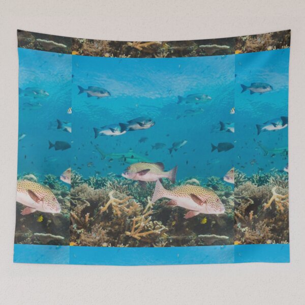 Item preview,   Cute colourful blue sea or ocean or blue water and fishes swimming design designed and sold by BEAUTY ⭐⭐⭐⭐⭐.