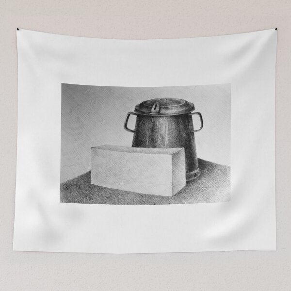 Item preview, Drawing illustration of still life with parallelepiped and container designed and sold by oanaunciuleanu.