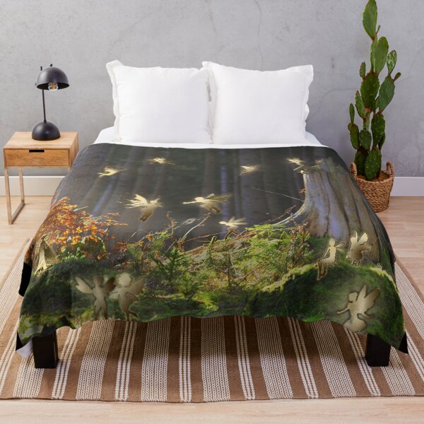 Fairies in Enchanted Forest Throw Blanket