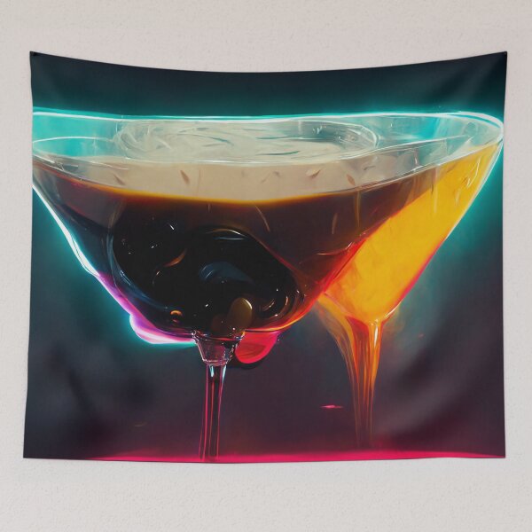 Aperçu de l'œuvre Esthétique Néon - Espresso Martini | cocktail | Oeuvre | Illustration créée et vendue par DadoDesigns.