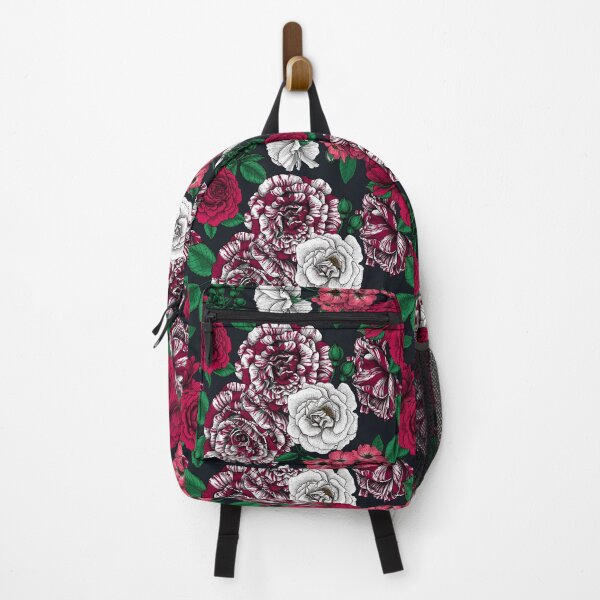 Item preview, Red, white and bi-color roses with green leaves on black designed and sold by Katerina Mitkova Kirilova.