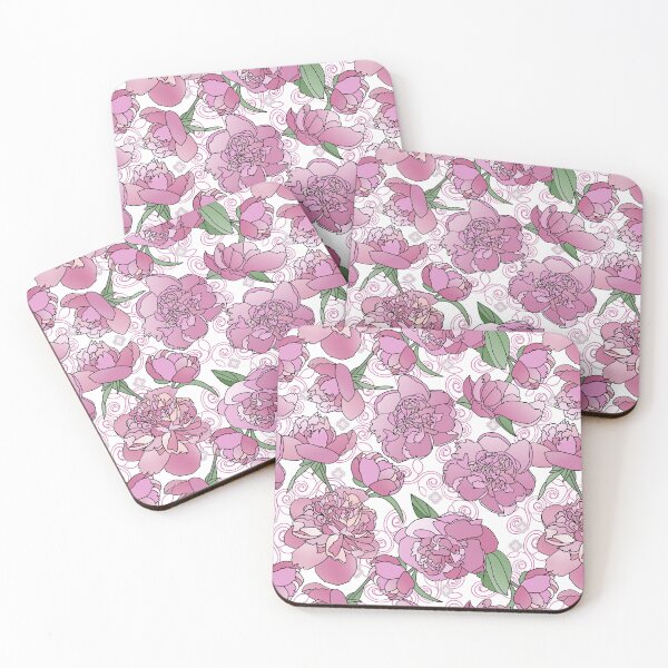 Item preview, Tossed Pink Peonies on White Repeat 5748 designed and sold by Art in My Loft.