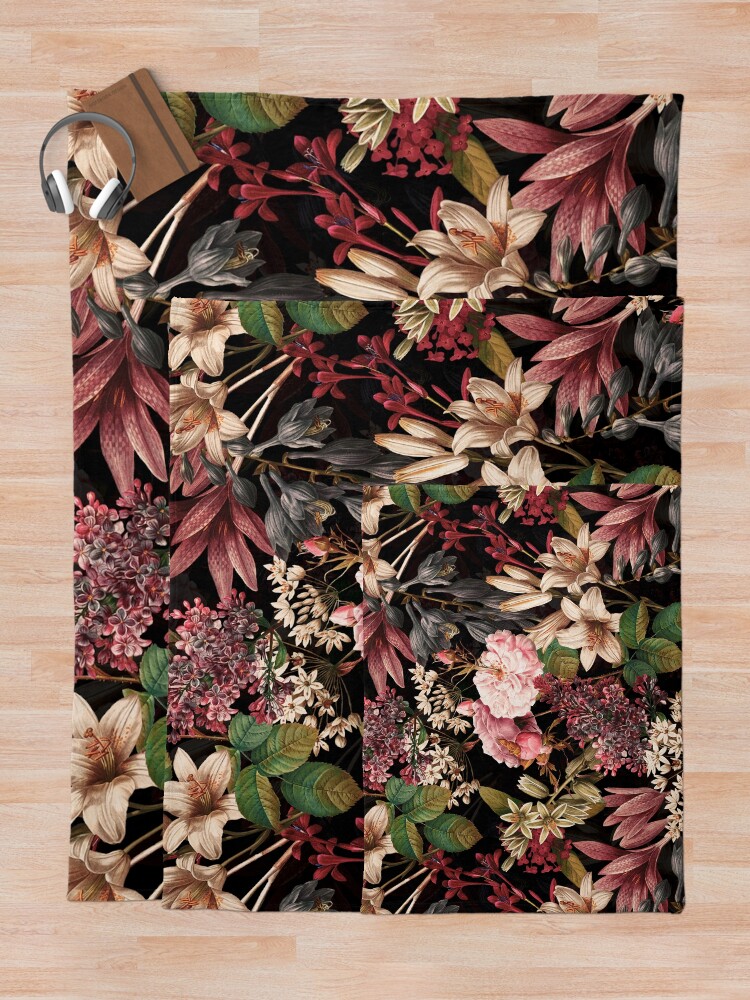 Thumbnail 5 of 6, Throw Blanket, Garden of Eden- Night designed and sold by burcukyurek.