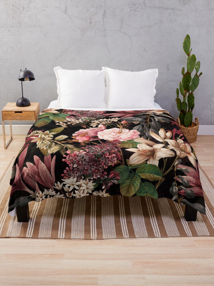Thumbnail 1 of 6, Throw Blanket, Garden of Eden- Night designed and sold by burcukyurek.