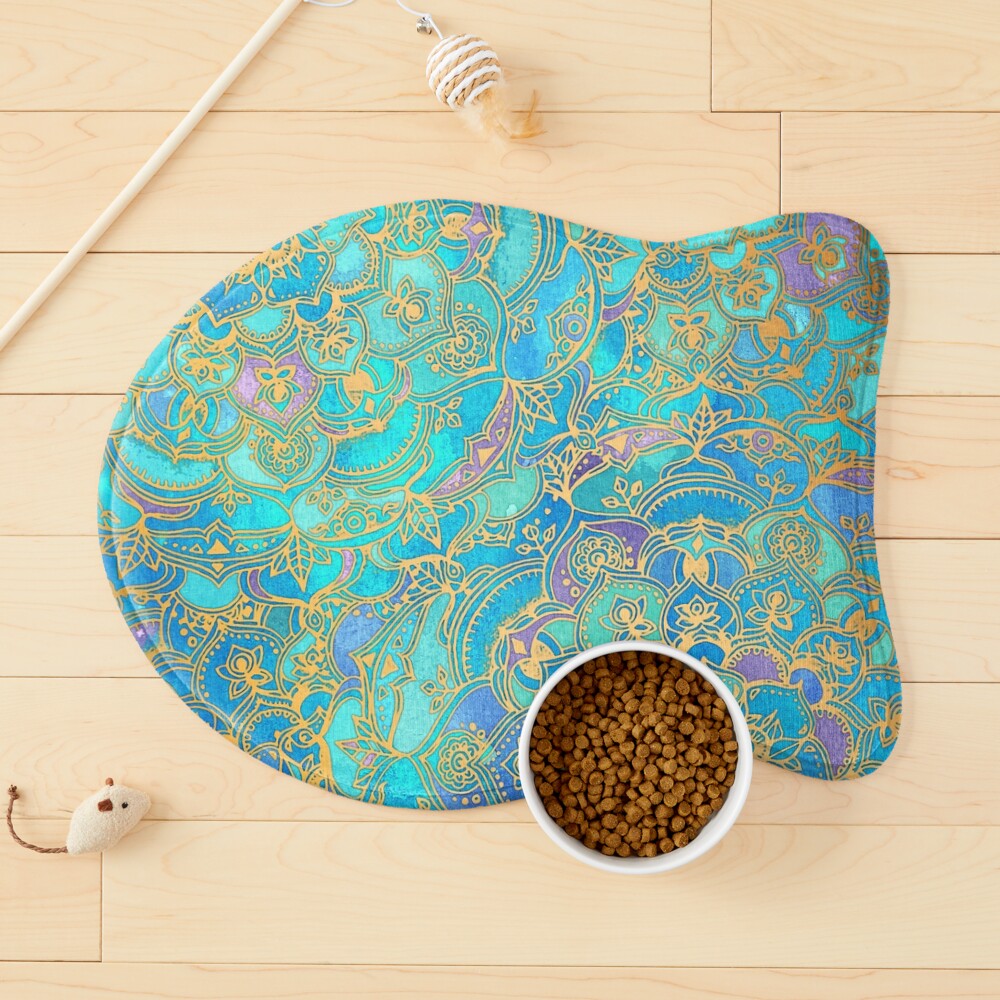 Sapphire & Jade Stained Glass Mandalas Pet Mat