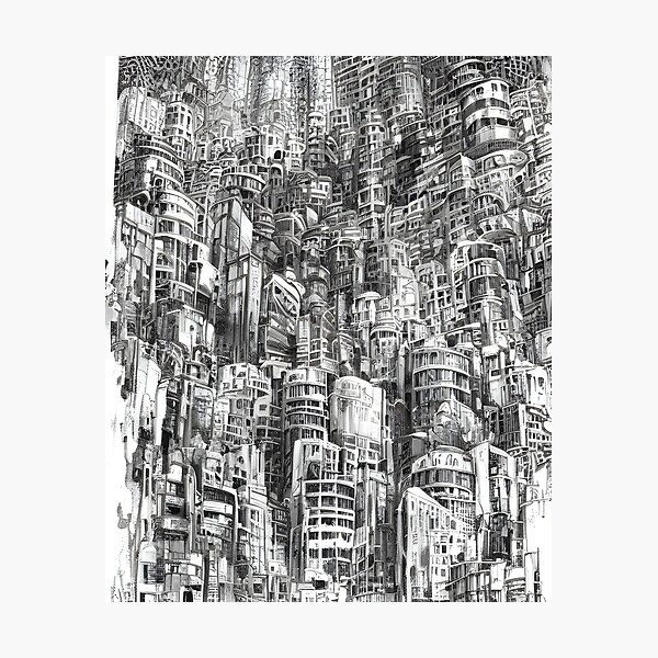 Item preview, Black and White Abandoned Cityscape. designed and sold by Misterplankton.