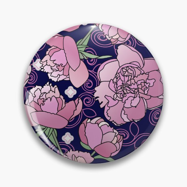 Artikelvorschau, Tossed Pink Peonies on Navy Repeat 5748 entworfen und verkauft von Art in My Loft.