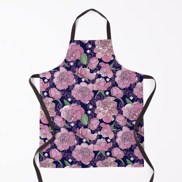 Artikelvorschau, Tossed Pink Peonies on Navy Repeat 5748 entworfen und verkauft von Art in My Loft.
