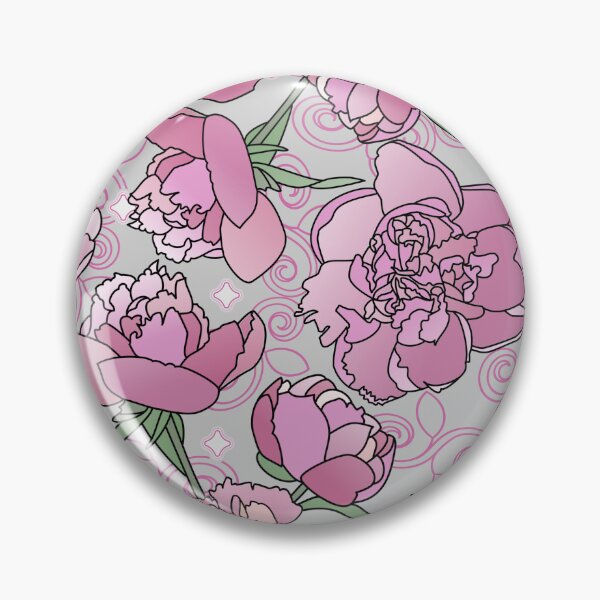Artikelvorschau, Tossed Pink Peonies on Grey Repeat 5748 entworfen und verkauft von Art in My Loft.