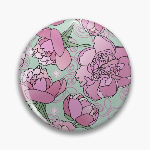 Artikelvorschau, Tossed Pink Peonies on Pale Green Repeat 5748 entworfen und verkauft von Art in My Loft.
