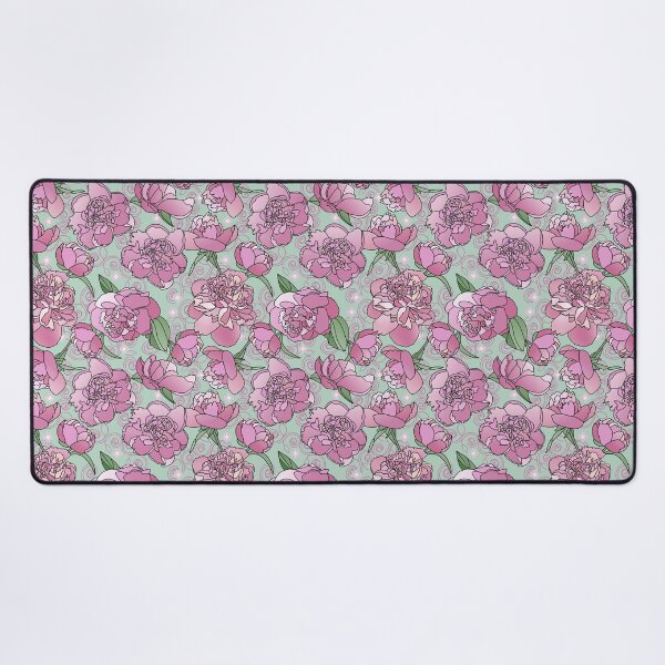 Artikelvorschau, Tossed Pink Peonies on Pale Green Repeat 5748 entworfen und verkauft von Art in My Loft.