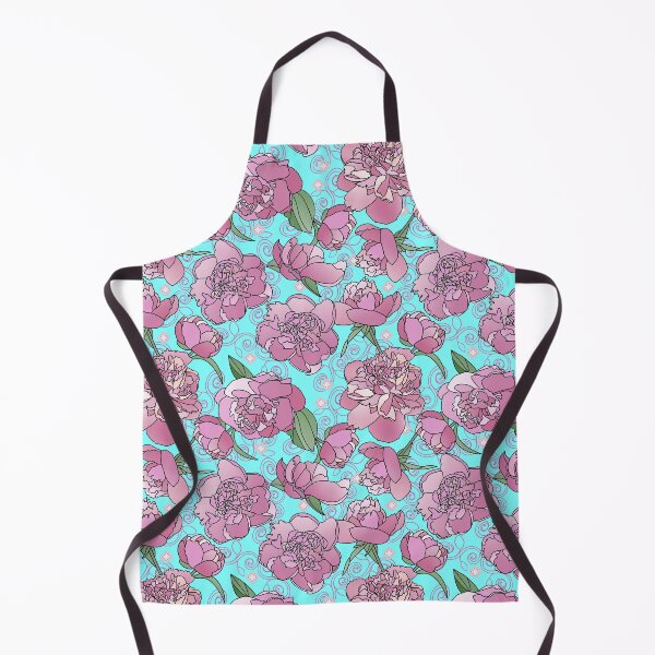 Artikelvorschau, Tossed Pink Peonies on Cyan Repeat 5748 entworfen und verkauft von Art in My Loft.