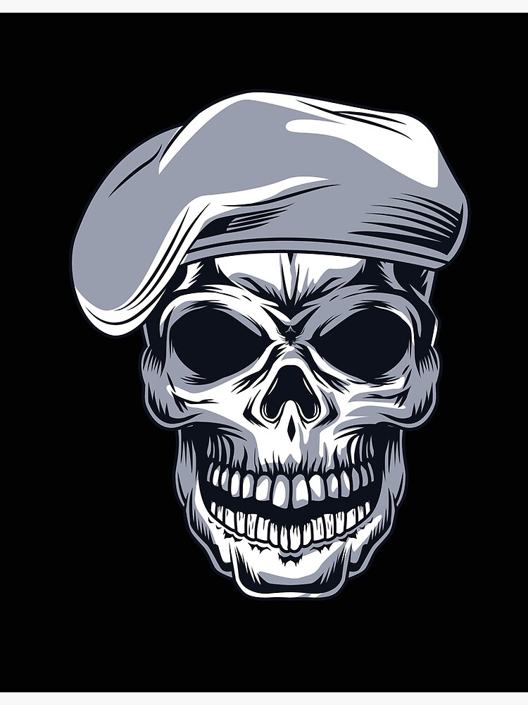 Military Skull Head With Beret Special Forces Stickers & T shirts | Art  Print