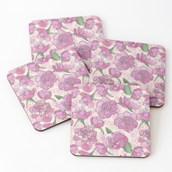 Item preview, Tossed Pink Peonies on Beige Repeat 5748 designed and sold by Art in My Loft.