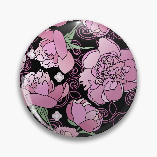 Artikelvorschau, Tossed Pink Peonies on Black Repeat 5748 entworfen und verkauft von Art in My Loft.