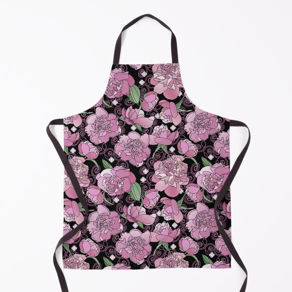 Artikelvorschau, Tossed Pink Peonies on Black Repeat 5748 entworfen und verkauft von Art in My Loft.