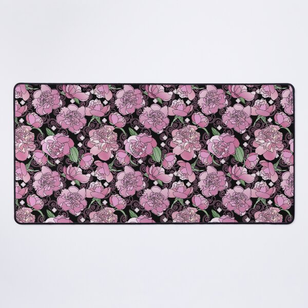 Artikelvorschau, Tossed Pink Peonies on Black Repeat 5748 entworfen und verkauft von Art in My Loft.