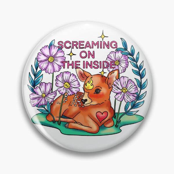 Item preview, Mental Health colorful deer statement art Screaming On The Inside designed and sold by Sanne-Marie Kohlmann.
