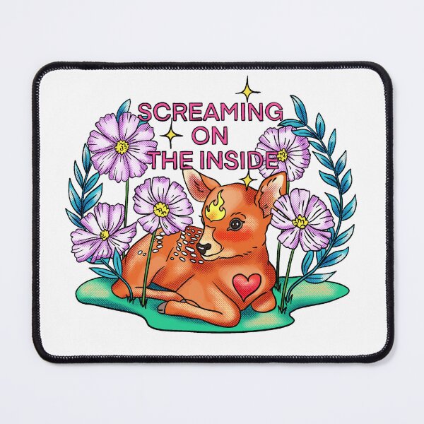 Item preview, Mental Health colorful deer statement art Screaming On The Inside designed and sold by Sanne-Marie Kohlmann.