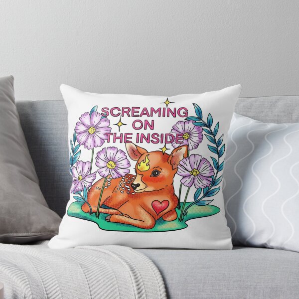 Item preview, Mental Health colorful deer statement art Screaming On The Inside designed and sold by Sanne-Marie Kohlmann.