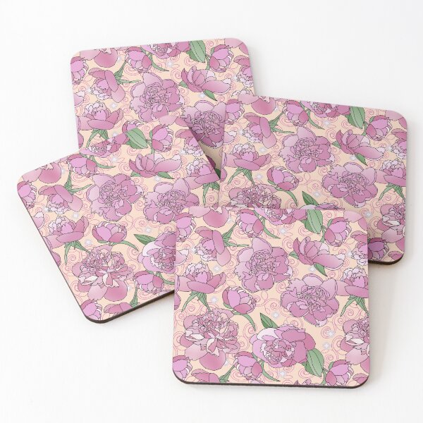 Item preview, Tossed Pink Peonies on Light Peach Repeat 5748 designed and sold by Art in My Loft.